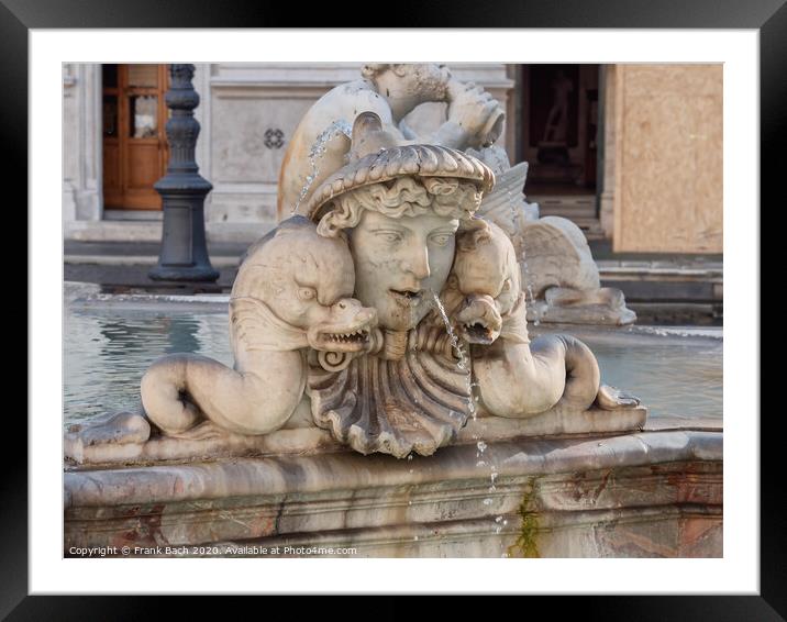 Fountain Fontana Nettuno on Piazza Navona, Rome Italy Framed Mounted Print by Frank Bach