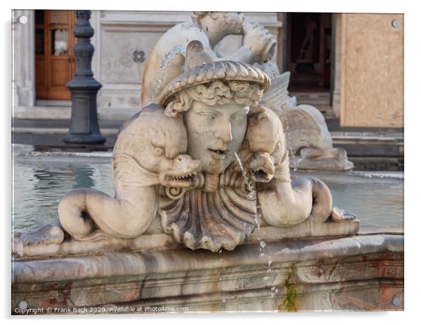 Fountain Fontana Nettuno on Piazza Navona, Rome Italy Acrylic by Frank Bach