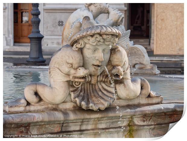 Fountain Fontana Nettuno on Piazza Navona, Rome Italy Print by Frank Bach