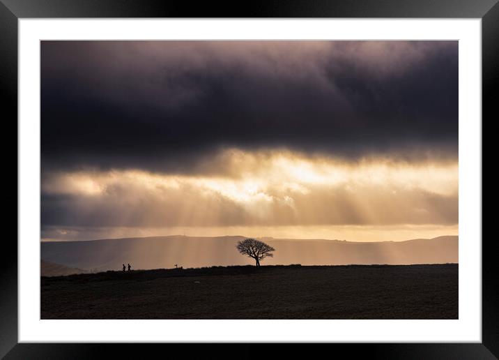 Sunbeams and Silhouetts, Peak District.  Framed Mounted Print by John Finney