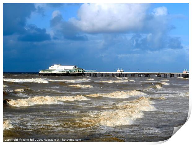Stormy seas at Blackpool North pier. Print by john hill
