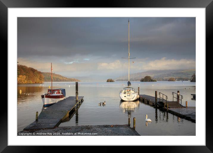 Boats at Bowness-on-Windermere Framed Mounted Print by Andrew Ray