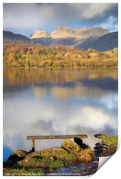 Elterwater Reflections Print by Andrew Ray
