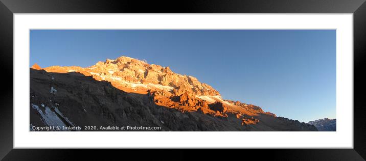 Sunset on Aconcagua Mountain, Argentina, Panorama Framed Mounted Print by Imladris 