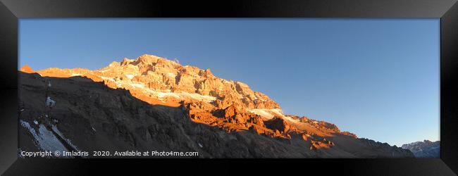 Sunset on Aconcagua Mountain, Argentina, Panorama Framed Print by Imladris 