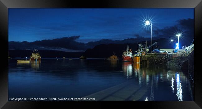 Fishing boats moored to the end of the pier at the blue hour. #2 Framed Print by Richard Smith