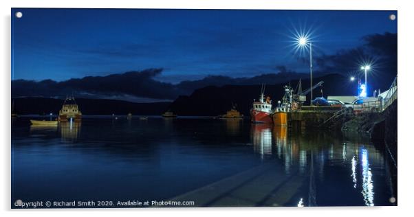 Fishing boats moored to the end of the pier at the blue hour. #2 Acrylic by Richard Smith