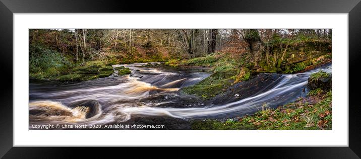 Autumn river on the River Washburn, Yorkshire Dales. Framed Mounted Print by Chris North
