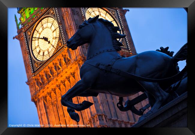 Big Ben and Boadicea's Horse Westminster London  Framed Print by Chris Warren