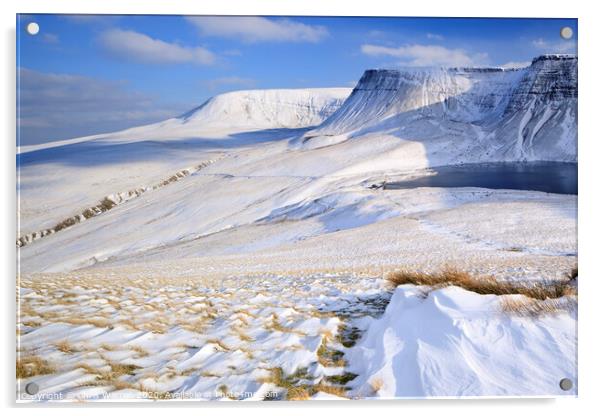 Snow on the Brecon Beacons Wales Acrylic by Chris Warren