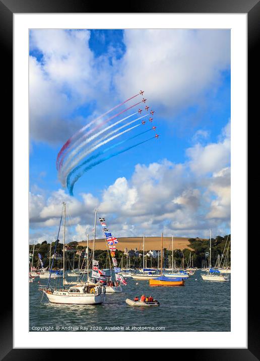 The Red Arrows over Falmouth Harbour Dark Framed Mounted Print by Andrew Ray