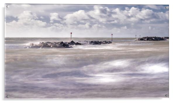 Coastal Defences at Elmer Beach Acrylic by Mark Jones
