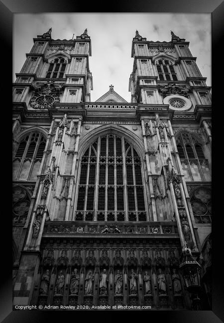 Westminster Abbey in Monochrome Framed Print by Adrian Rowley