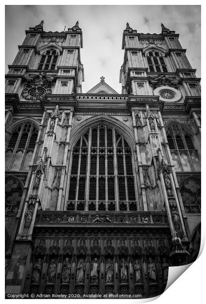 Westminster Abbey in Monochrome Print by Adrian Rowley