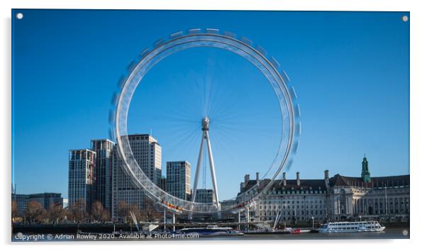 The London Eye in motion Acrylic by Adrian Rowley