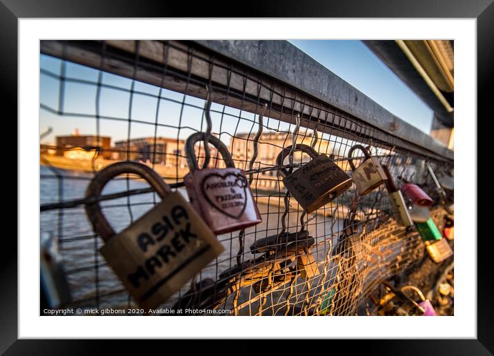 Padlock Love Poland Framed Mounted Print by mick gibbons