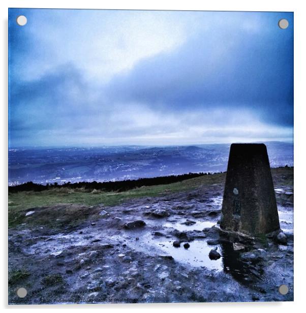 Wild bank Trig point on winter solstice Acrylic by Sarah Paddison