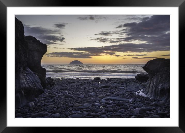 Rocky Sunset: A view of Ailsa Craig Framed Mounted Print by Samuel Kerr