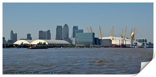 The O2 Arena from the River Thames at Greenwich, London. Print by Peter Bolton