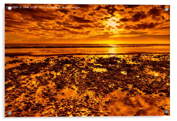 Golden Coastal Sunset Acrylic by Geoff Smith