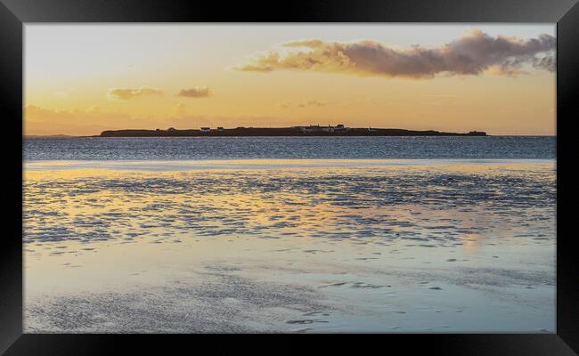 Sun setting on Hilbre Island Wirral Framed Print by Jonathon barnett