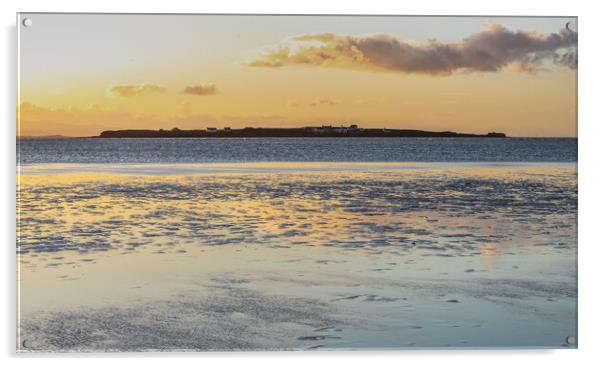 Sun setting on Hilbre Island Wirral Acrylic by Jonathon barnett
