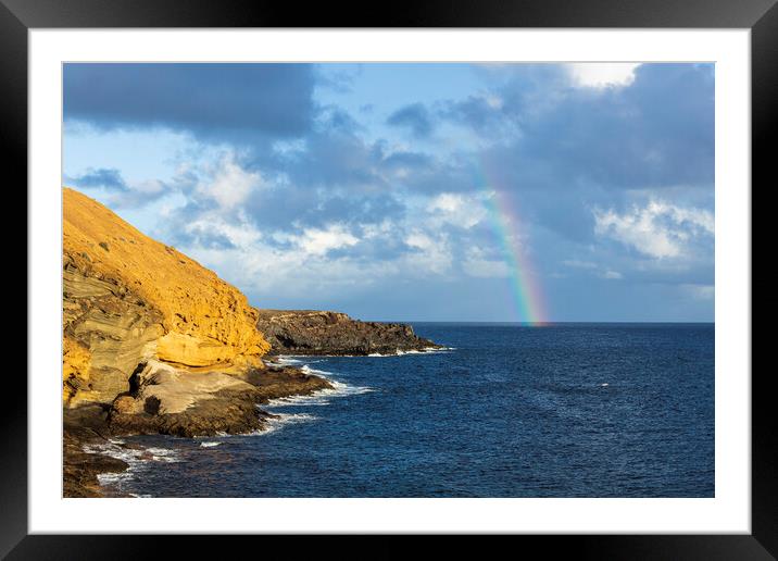 Rainbow by Yellow mountain, Tenerife Framed Mounted Print by Phil Crean