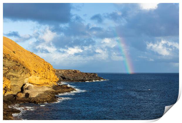 Rainbow by Yellow mountain, Tenerife Print by Phil Crean