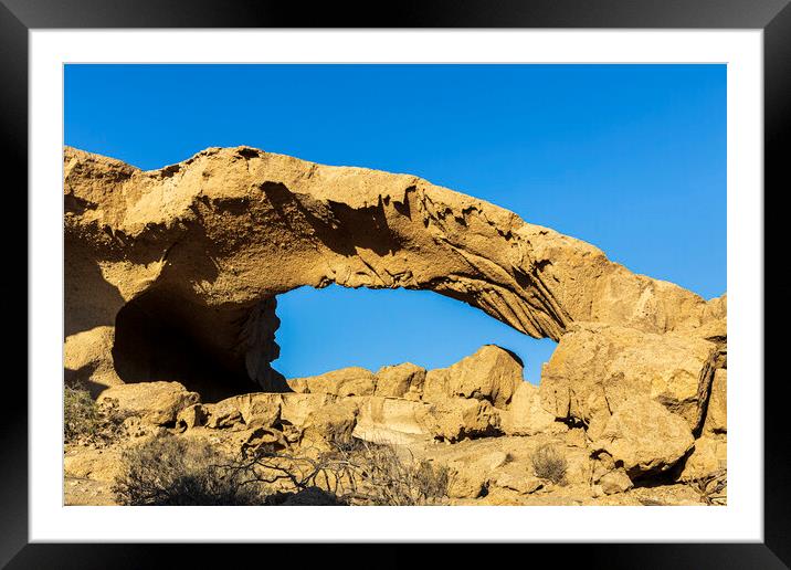 Volcanic stone arch, Tajao, Tenerife Framed Mounted Print by Phil Crean