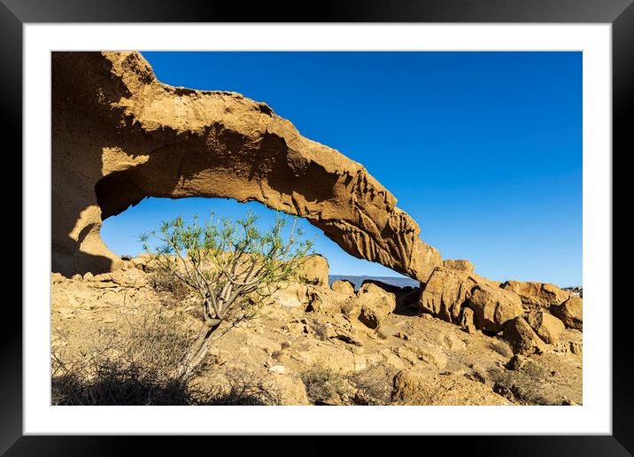 Volcanic stone arch, Tajao Tenerife Framed Mounted Print by Phil Crean