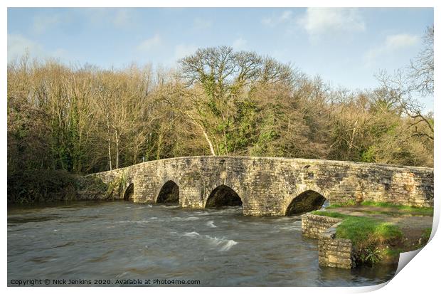 Merthyr Mawr Dipping Bridge Bridgend South Wales Print by Nick Jenkins