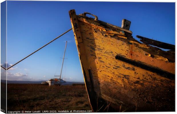 Abandoned boat on Heswall Shore, Wirral Canvas Print by Peter Lovatt  LRPS