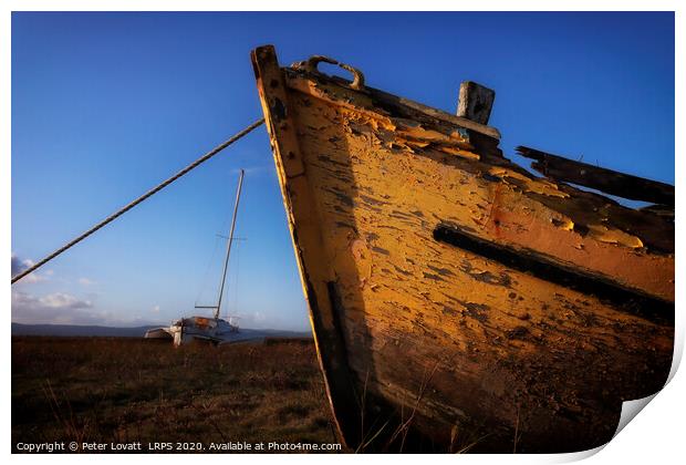 Abandoned boat on Heswall Shore, Wirral Print by Peter Lovatt  LRPS