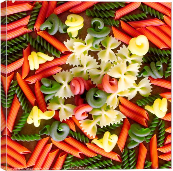 A group of colorful pasta Canvas Print by Alessandro Ricardo Uva