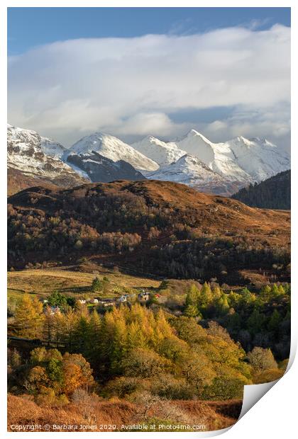 Five Sisters of Kintail in Autumn Scotland Print by Barbara Jones