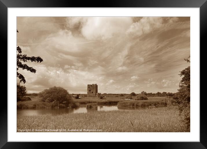 Threave Castle in Dumfries and Galloway (in sepia) Framed Mounted Print by Robert MacDowall
