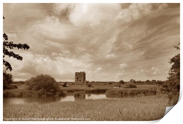 Threave Castle in Dumfries and Galloway (in sepia) Print by Robert MacDowall