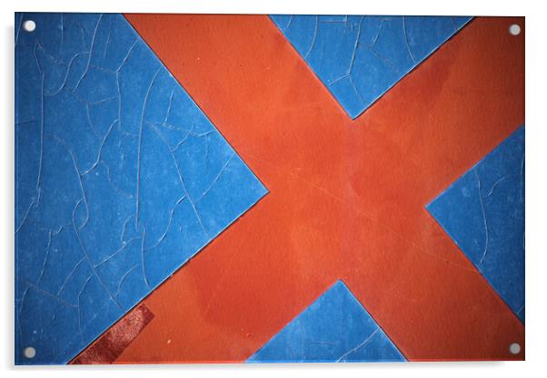 Abstraction of a red cross on a blu background Acrylic by Jose Manuel Espigares Garc