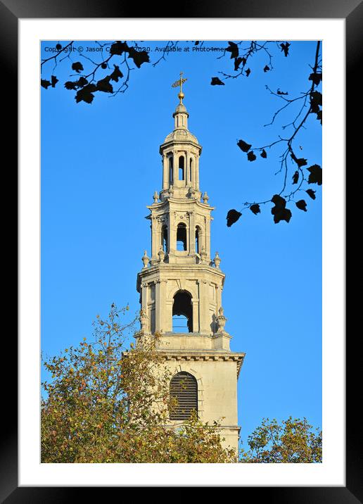 St Clement Danes Church Spire, London. Framed Mounted Print by Jason Connolly