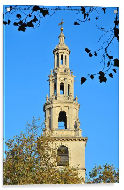 St Clement Danes Church Spire, London. Acrylic by Jason Connolly