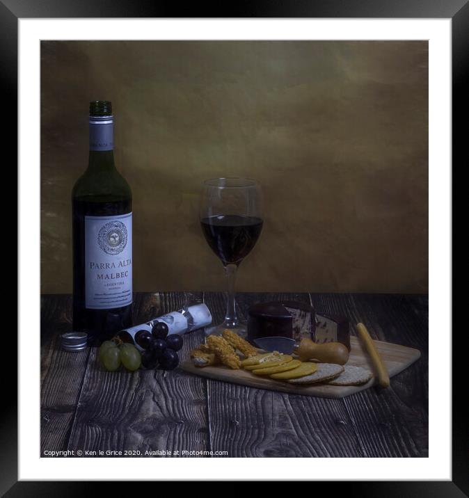 Cheese and wine Framed Mounted Print by Ken le Grice
