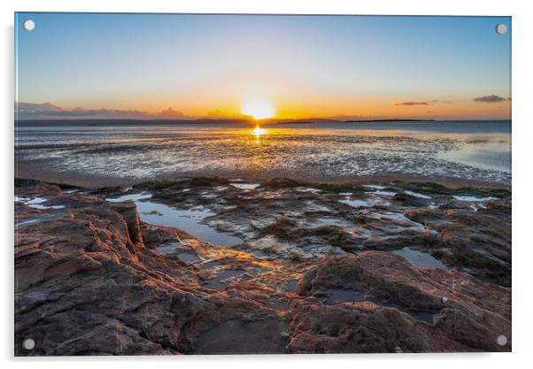 Red Rocks Hoylake sunset Acrylic by Jonathon barnett