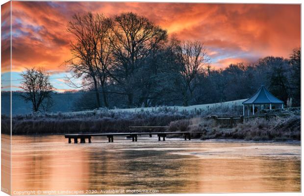 Ice At Lakeside Canvas Print by Wight Landscapes