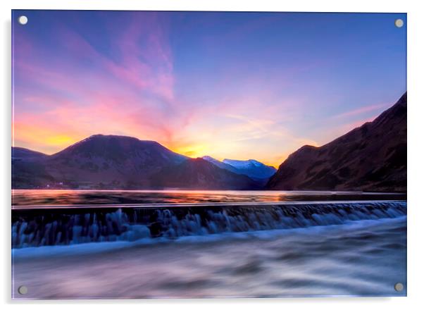 Majestic Sunset over Ennerdale Water Acrylic by James Marsden