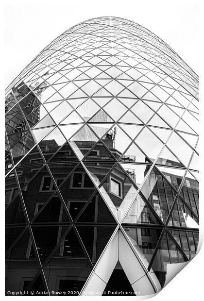 Reflections in The Gherkin Print by Adrian Rowley