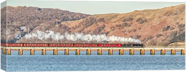 Majestic Leander steam train crossing Leven Viaduc Canvas Print by James Marsden