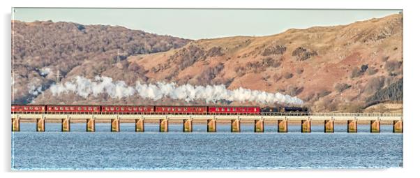 Majestic Leander steam train crossing Leven Viaduc Acrylic by James Marsden