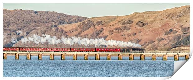 Majestic Leander steam train crossing Leven Viaduc Print by James Marsden