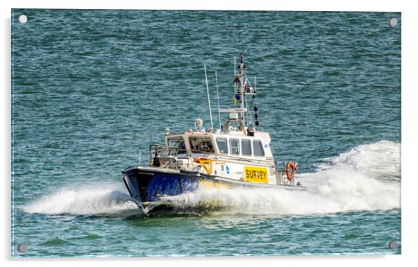 Pilot boat at speed Acrylic by James Marsden