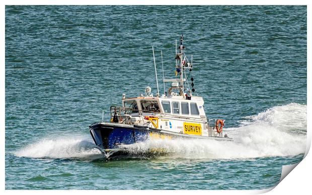 Pilot boat at speed Print by James Marsden